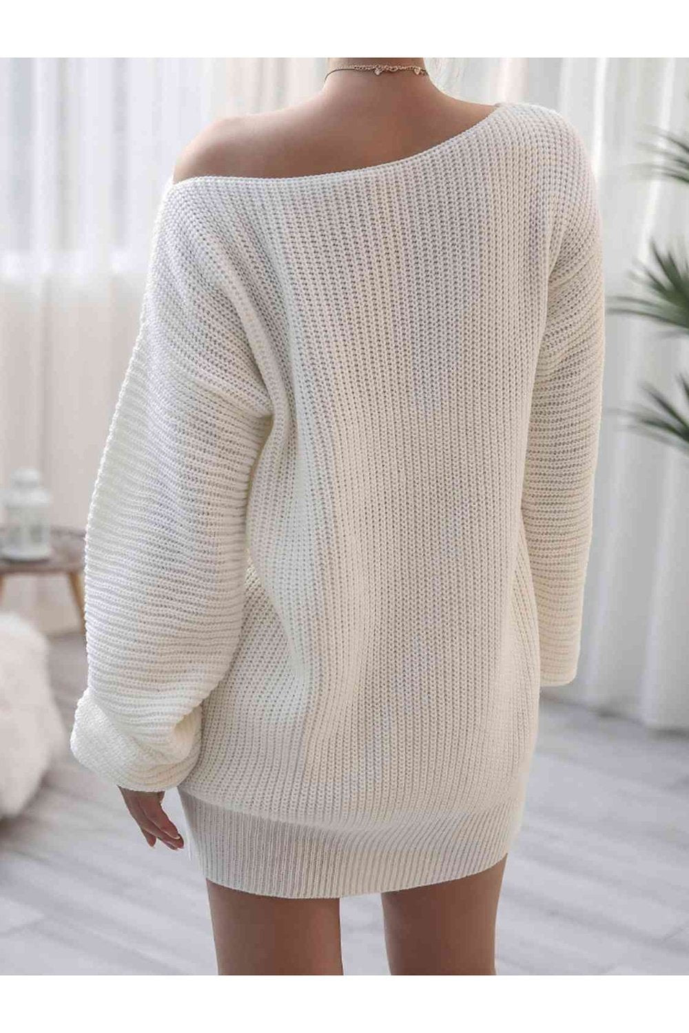 Rib-Knit Mini Sweater Dress - Sweater Dresses - FITGGINS
