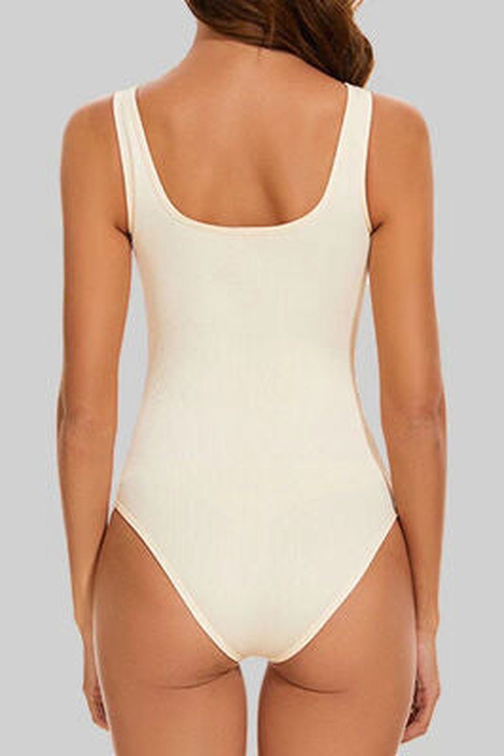 Ribbed Square Neck Sleeveless Active Bodysuit - Bodysuit - FITGGINS