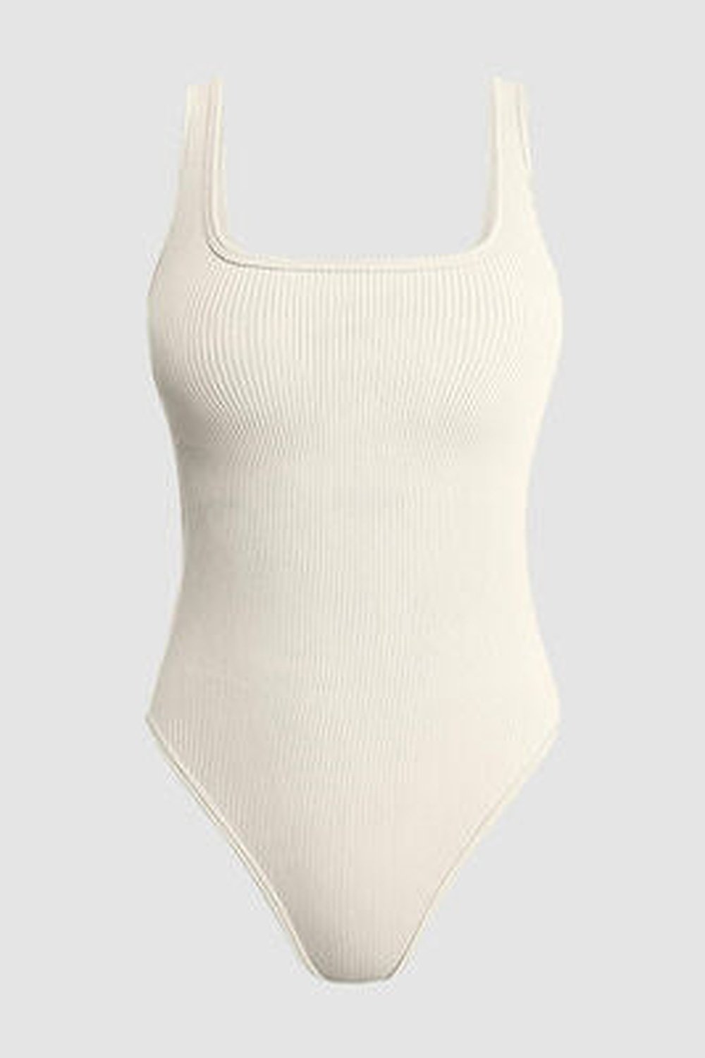 Ribbed Square Neck Sleeveless Active Bodysuit - Bodysuit - FITGGINS