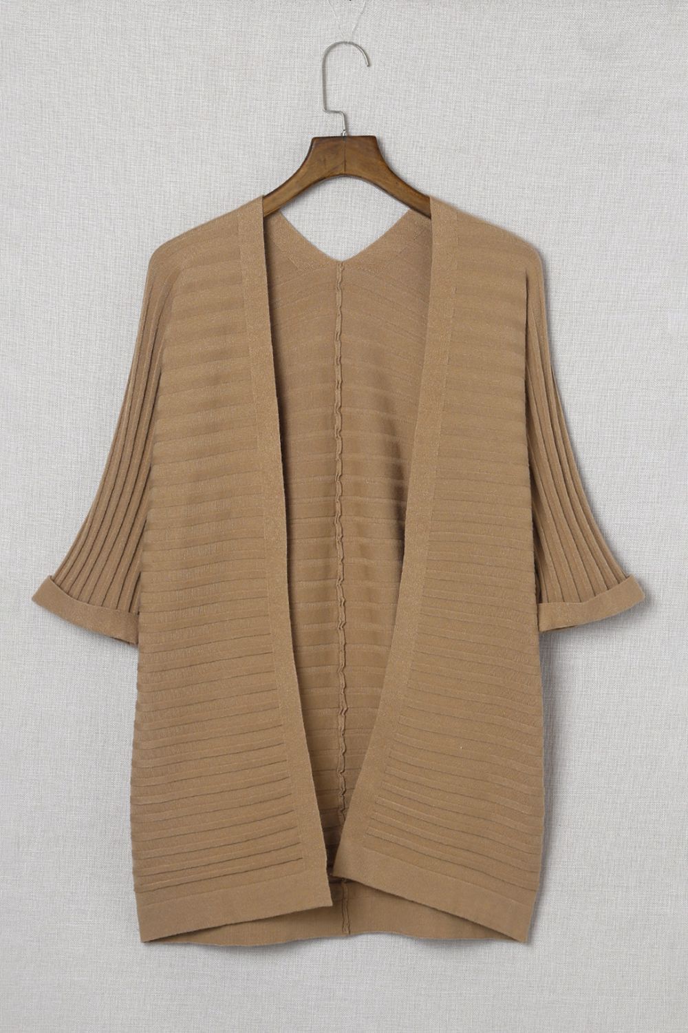 Ribbed Open Front Knit Cardigan - Cardigans - FITGGINS