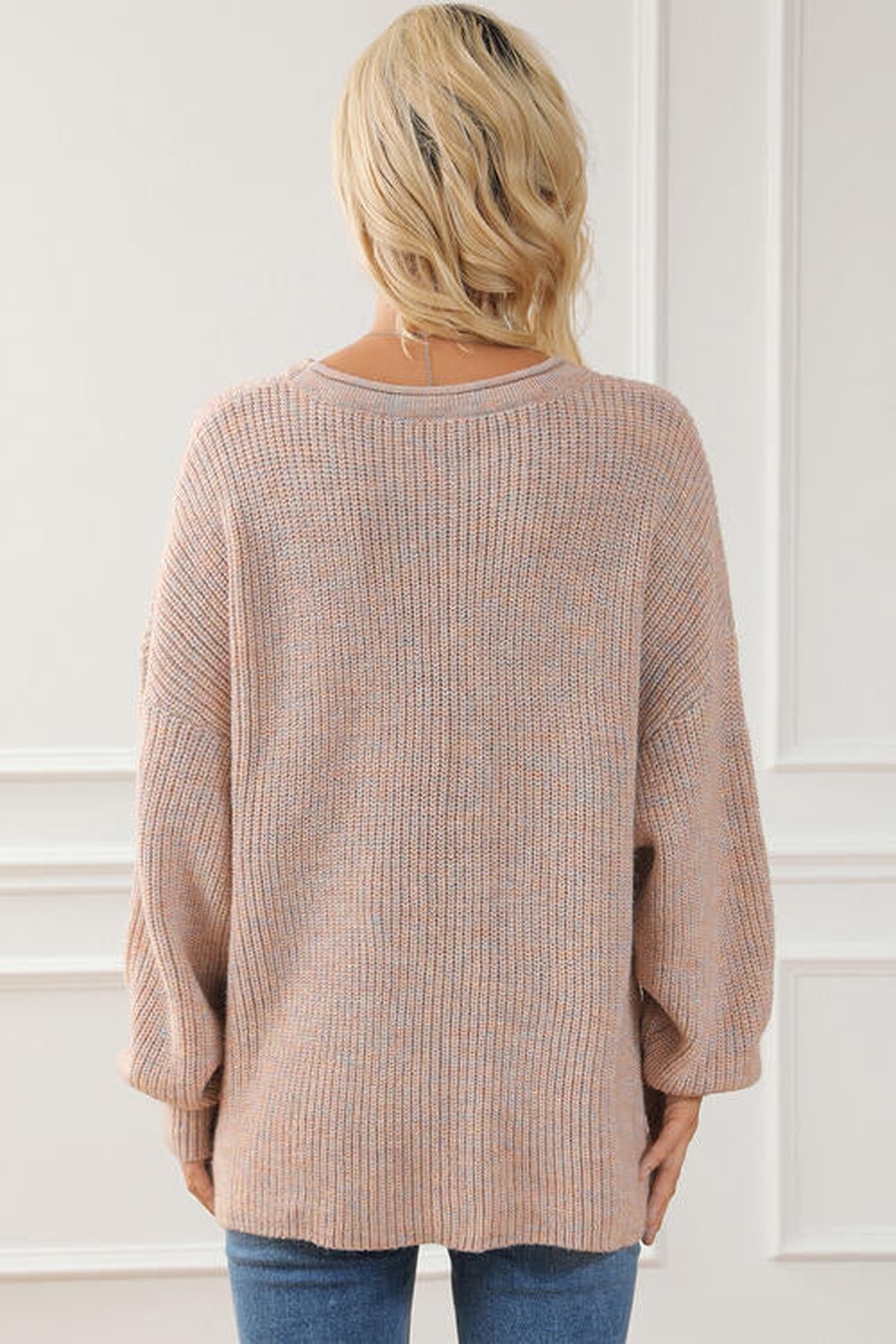 Round Neck Drop Shoulder Sweater - Pullover Sweaters - FITGGINS