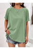 Round Neck Raglan Sleeve Fringe Detail Top