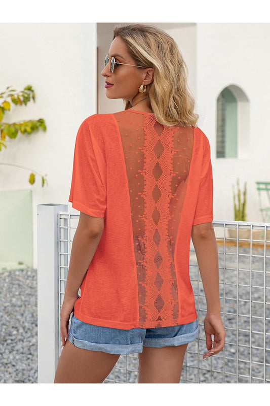 Round Neck Short Sleeve Top - Blouses - FITGGINS