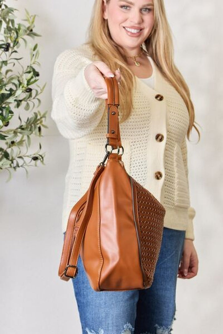 SHOMICO Weaved Vegan Leather Handbag - Handbag - FITGGINS