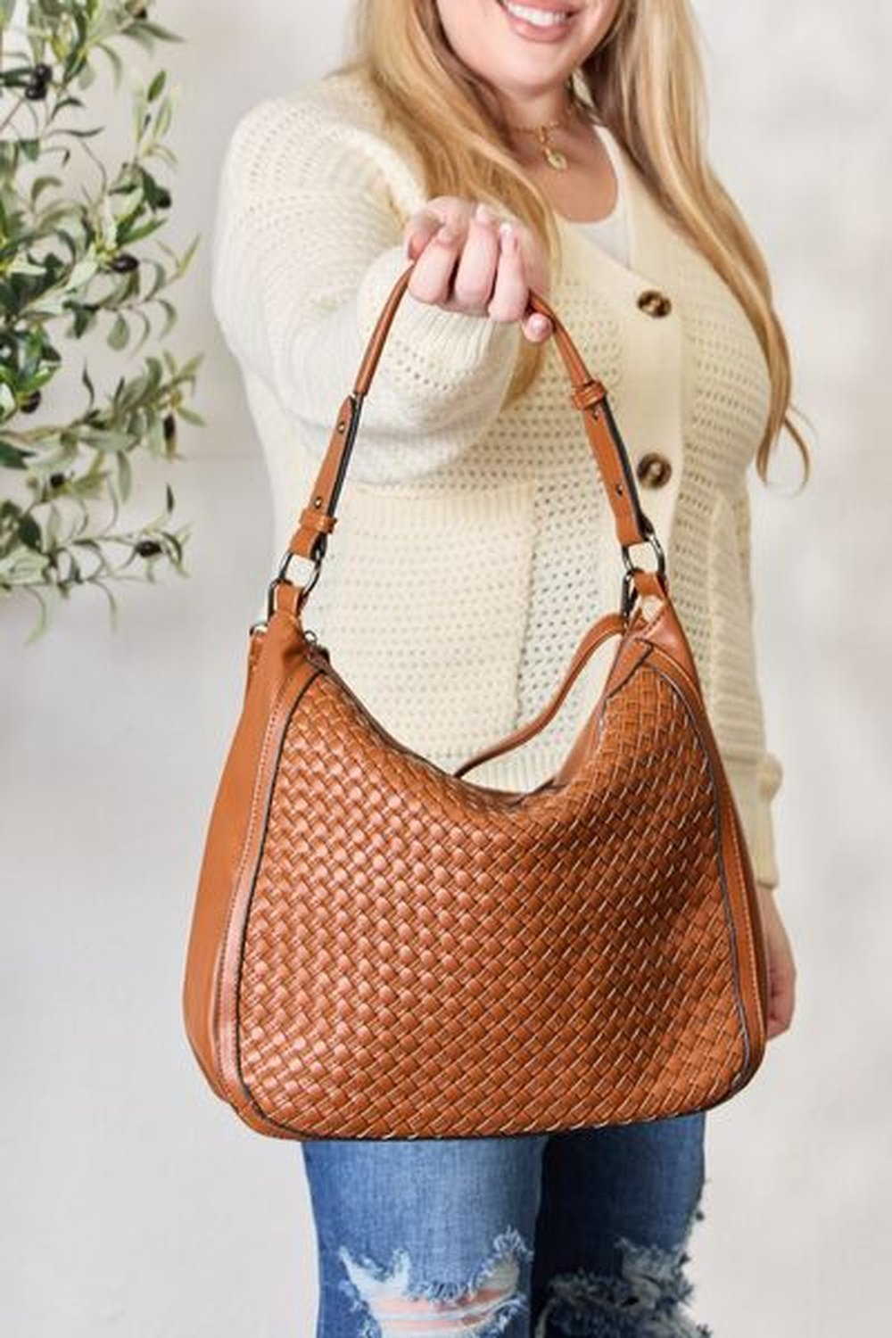 SHOMICO Weaved Vegan Leather Handbag - Handbag - FITGGINS