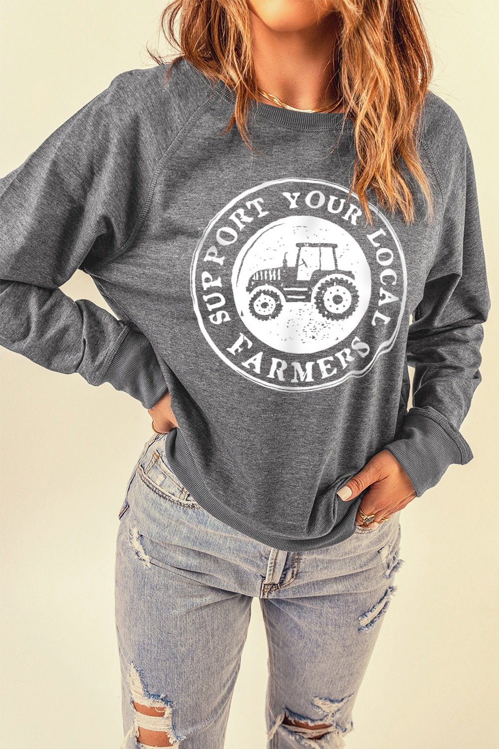 SUPPORT YOUR LOCAL FARMERS Graphic Sweatshirt - Sweatshirts & Hoodies - FITGGINS