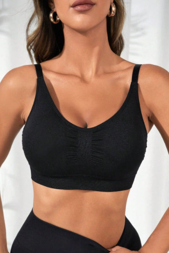 Scoop Neck Cropped Active Bra - Sports Bras - FITGGINS