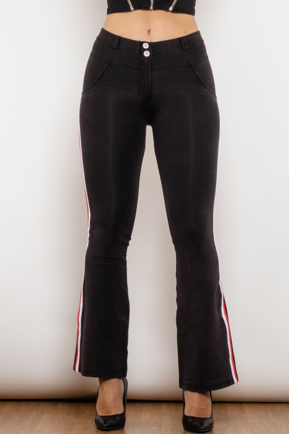 Side Stripe Contrast Bootcut Jeans - Jeans - FITGGINS