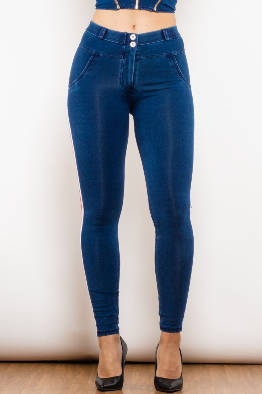 Side Stripe Skinny Jeans - Jeans - FITGGINS