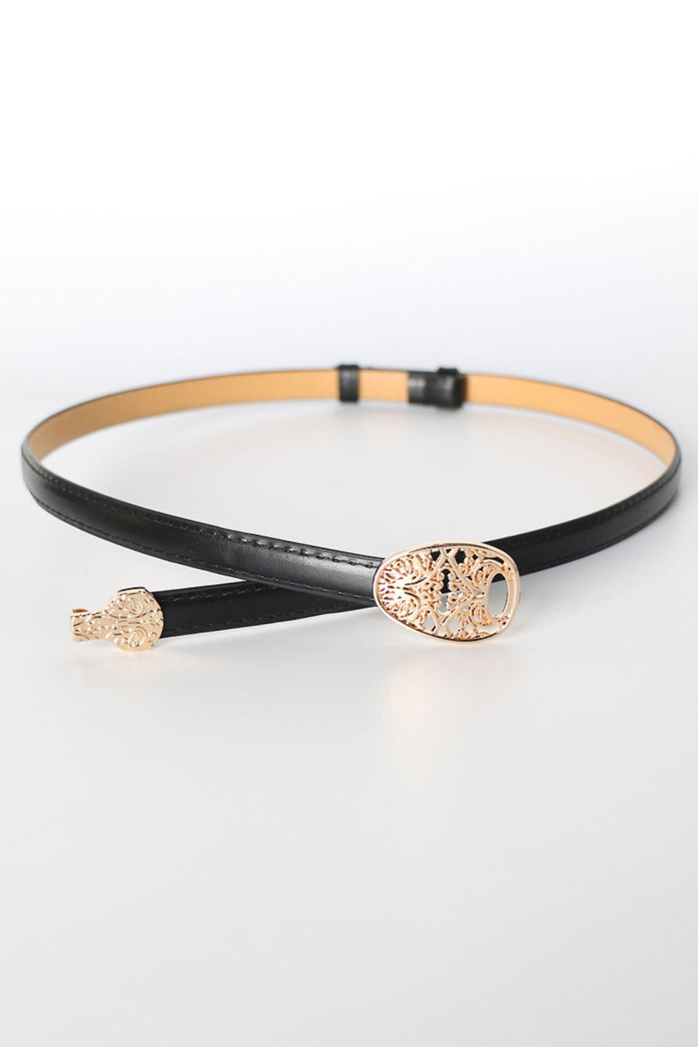 Skinny PU Leather Belt with Alloy Buckle - Belt - FITGGINS