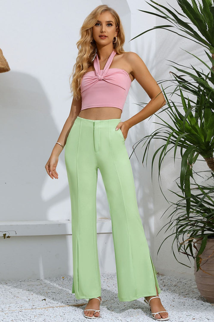 Slit High-Rise Flare Pants - Pants - FITGGINS