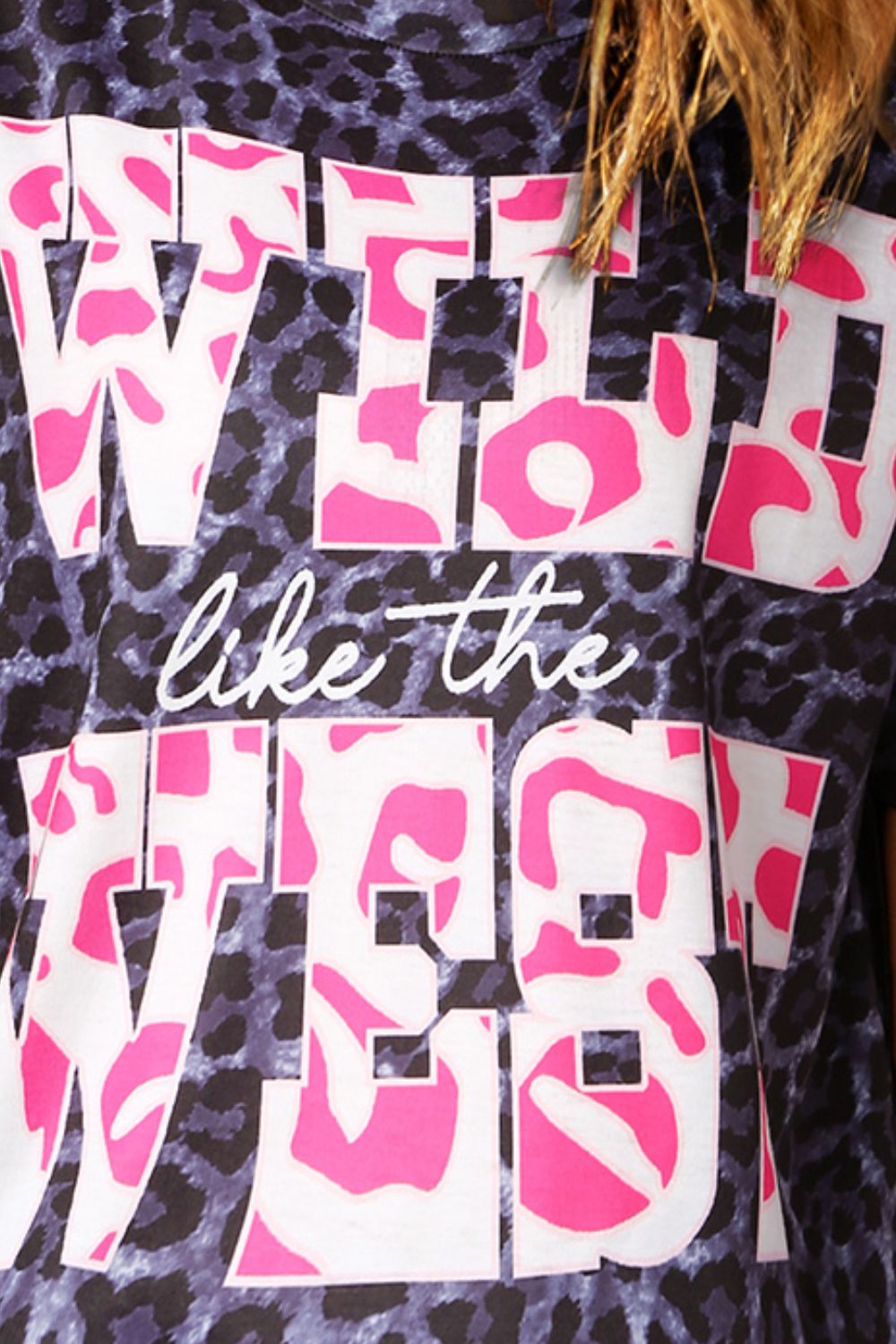 Slogan Graphic Leopard Tee - T-Shirts - FITGGINS