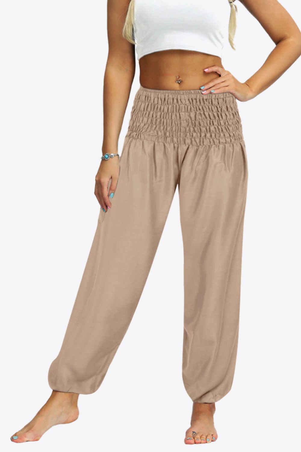 Smocked Joggers with Pockets - Pants - FITGGINS