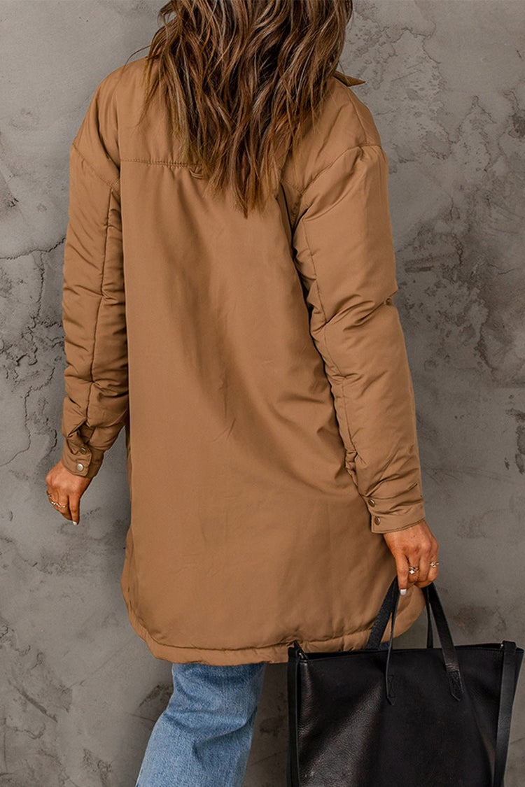 Snap Down Side Slit Jacket with Pockets - Jackets - FITGGINS