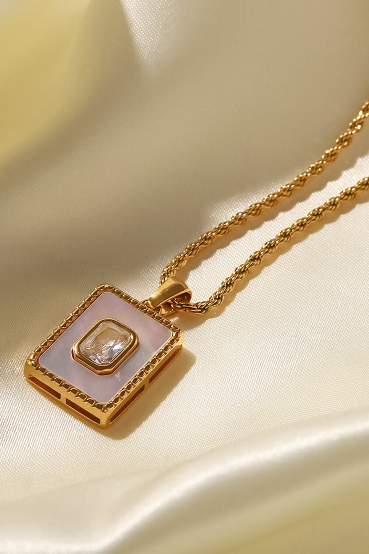 Square Pendant Twisted Chain Necklace - Necklaces - FITGGINS