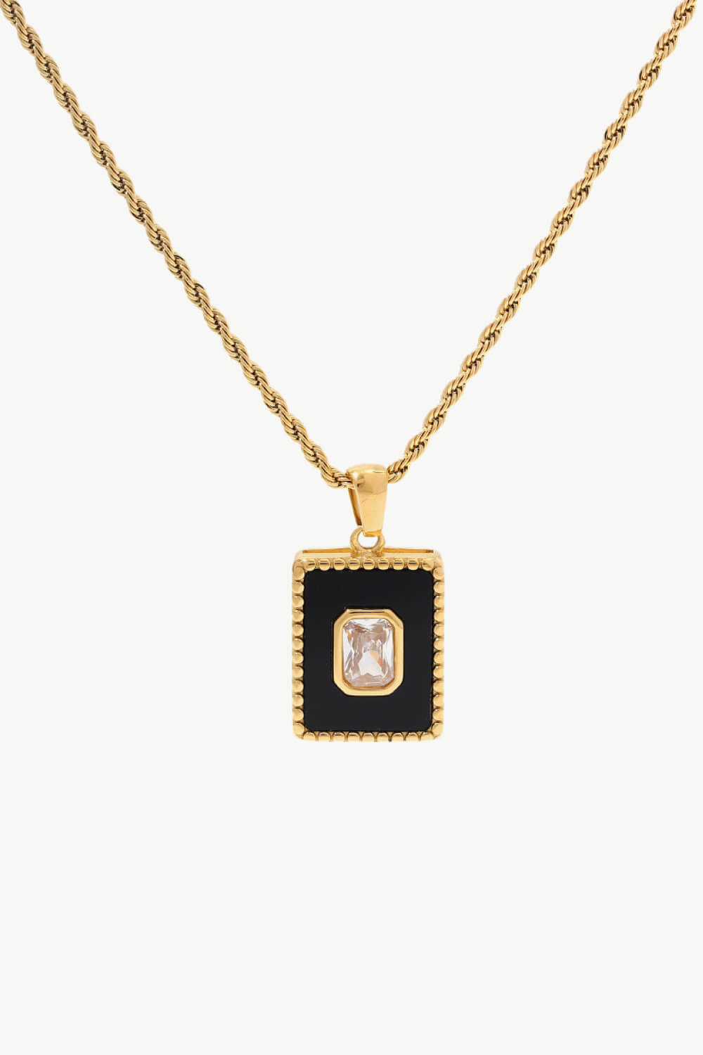 Square Pendant Twisted Chain Necklace - Necklaces - FITGGINS