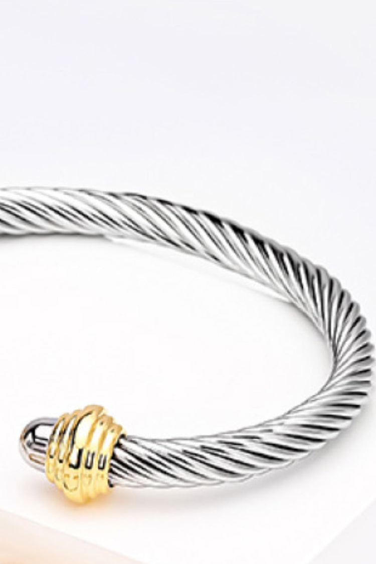 Stainless Steel Twisted Open Bracelet - Bracelets - FITGGINS