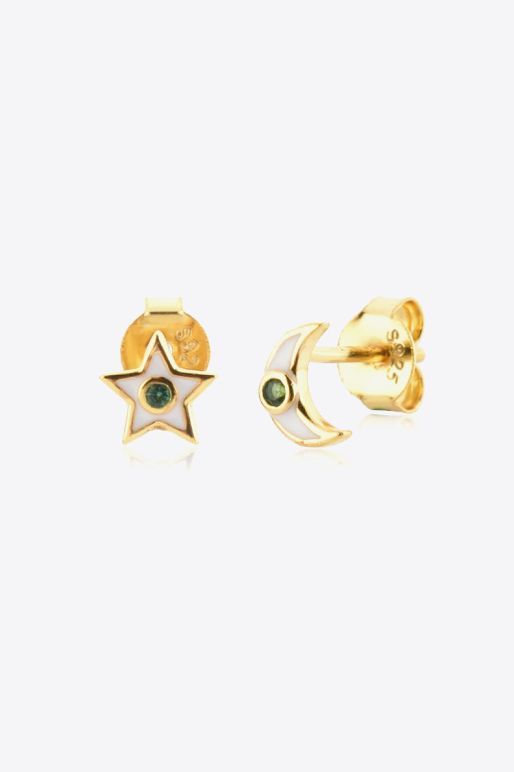 Star and Moon Zircon Mismatched Earrings - Earrings - FITGGINS