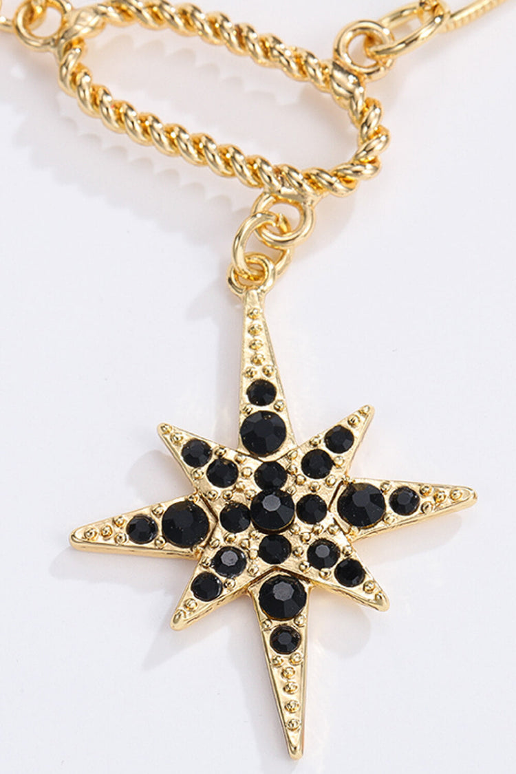 Star and Moon Rhinestone Alloy Necklace - Necklaces - FITGGINS