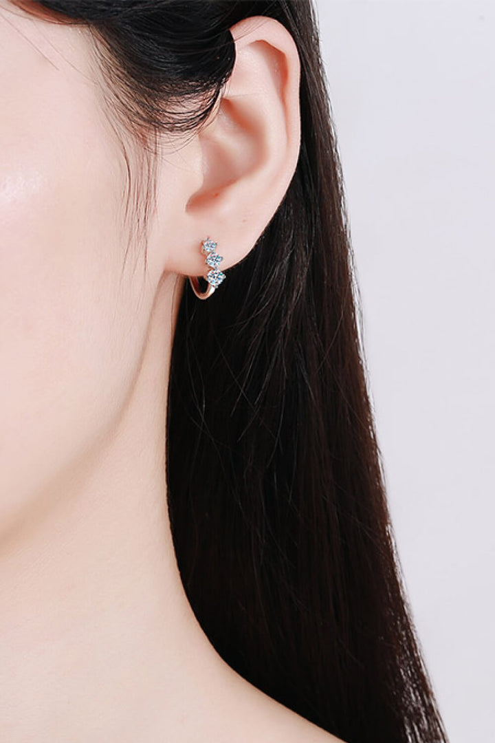 Sterling Silver Moissanite Huggie Earrings - Earrings - FITGGINS