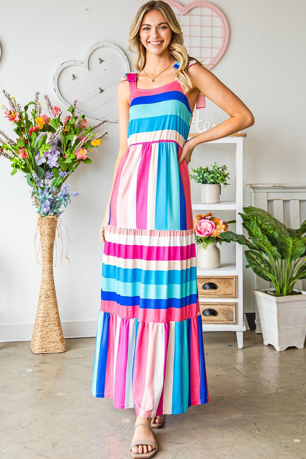 Striped Sleeveless Maxi Dress - Casual & Maxi Dresses - FITGGINS