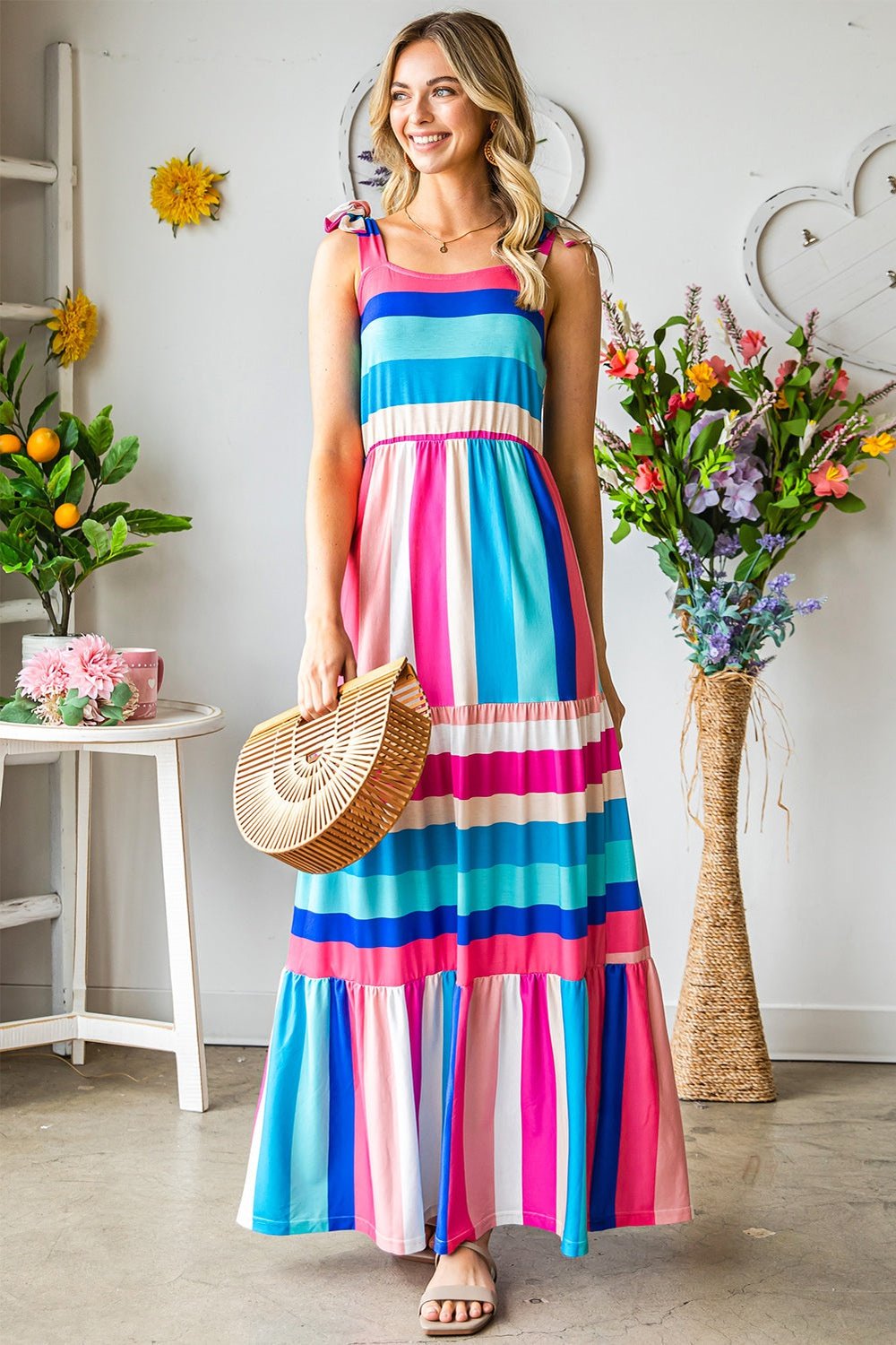 Striped Sleeveless Maxi Dress - Casual & Maxi Dresses - FITGGINS