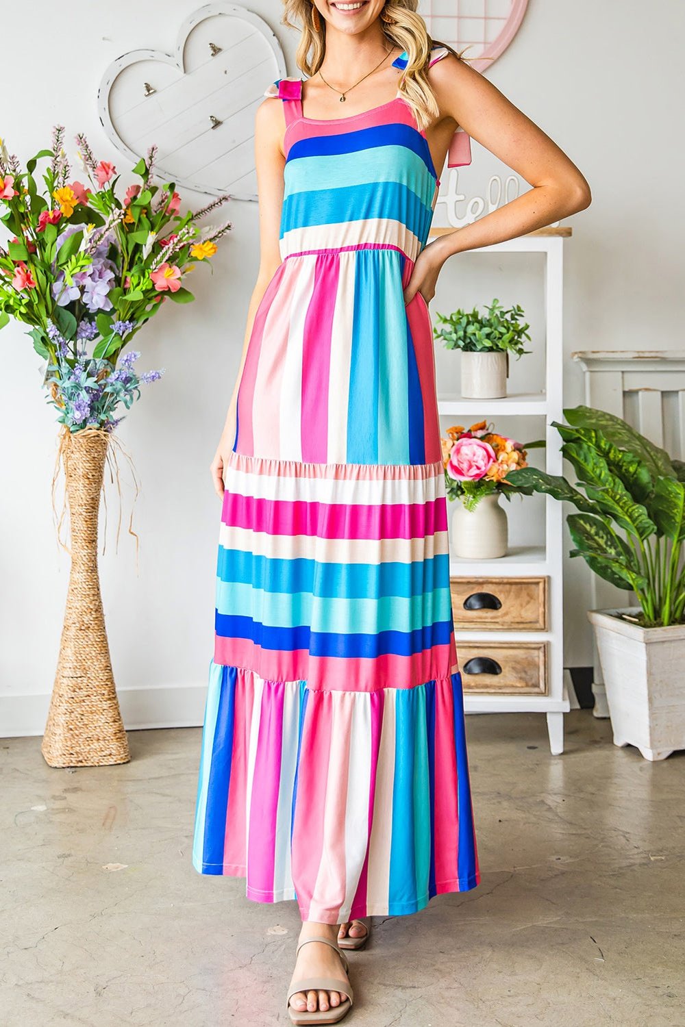 Striped Sleeveless Maxi Dress - Casual & Maxi Dresses - FITGGINS