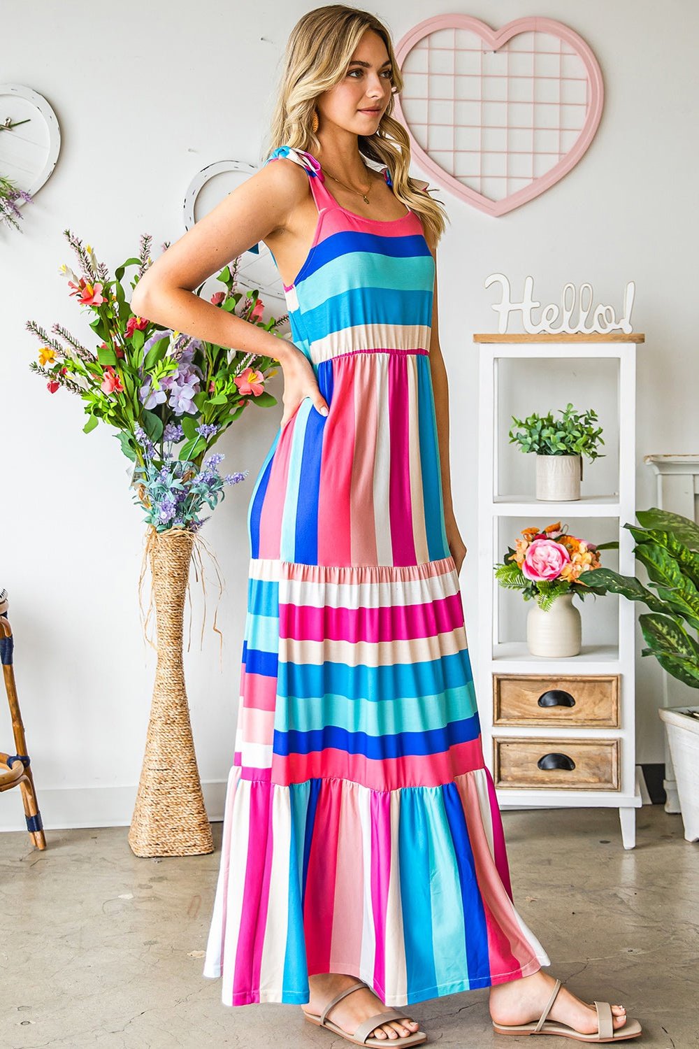 Striped Sleeveless Maxi Dress - Casual & Maxi Dresses - FITGGINS