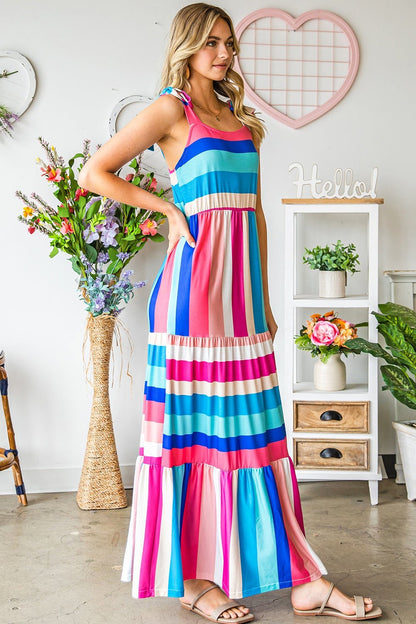 Striped Sleeveless Maxi Dress - Casual & Maxi Dresses - FITGGINS