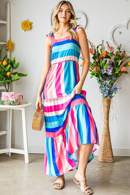 Striped Sleeveless Maxi Dress - Casual & Maxi Dresses - FITGGINS