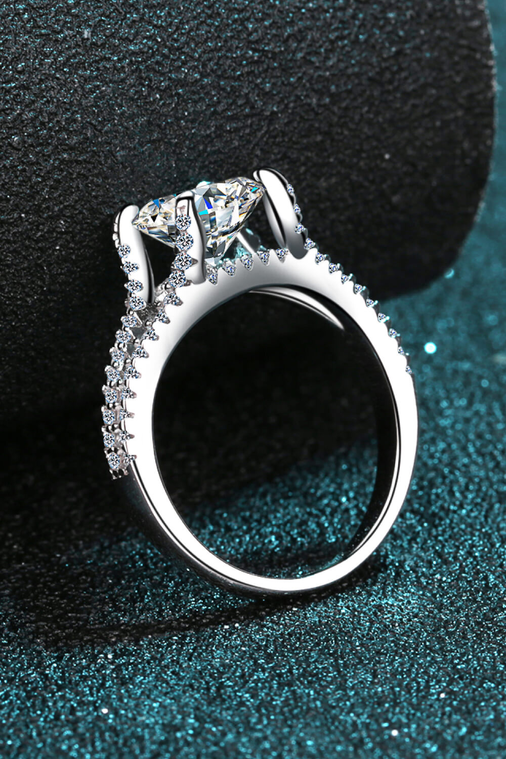 Stylish Moissanite Sterling Silver Ring - Rings - FITGGINS