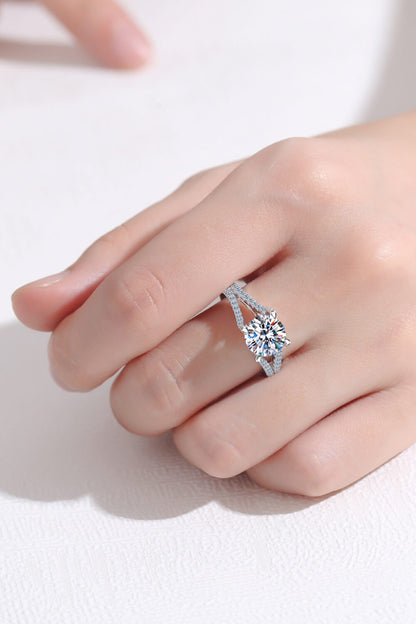 Stylish Moissanite Sterling Silver Ring - Rings - FITGGINS