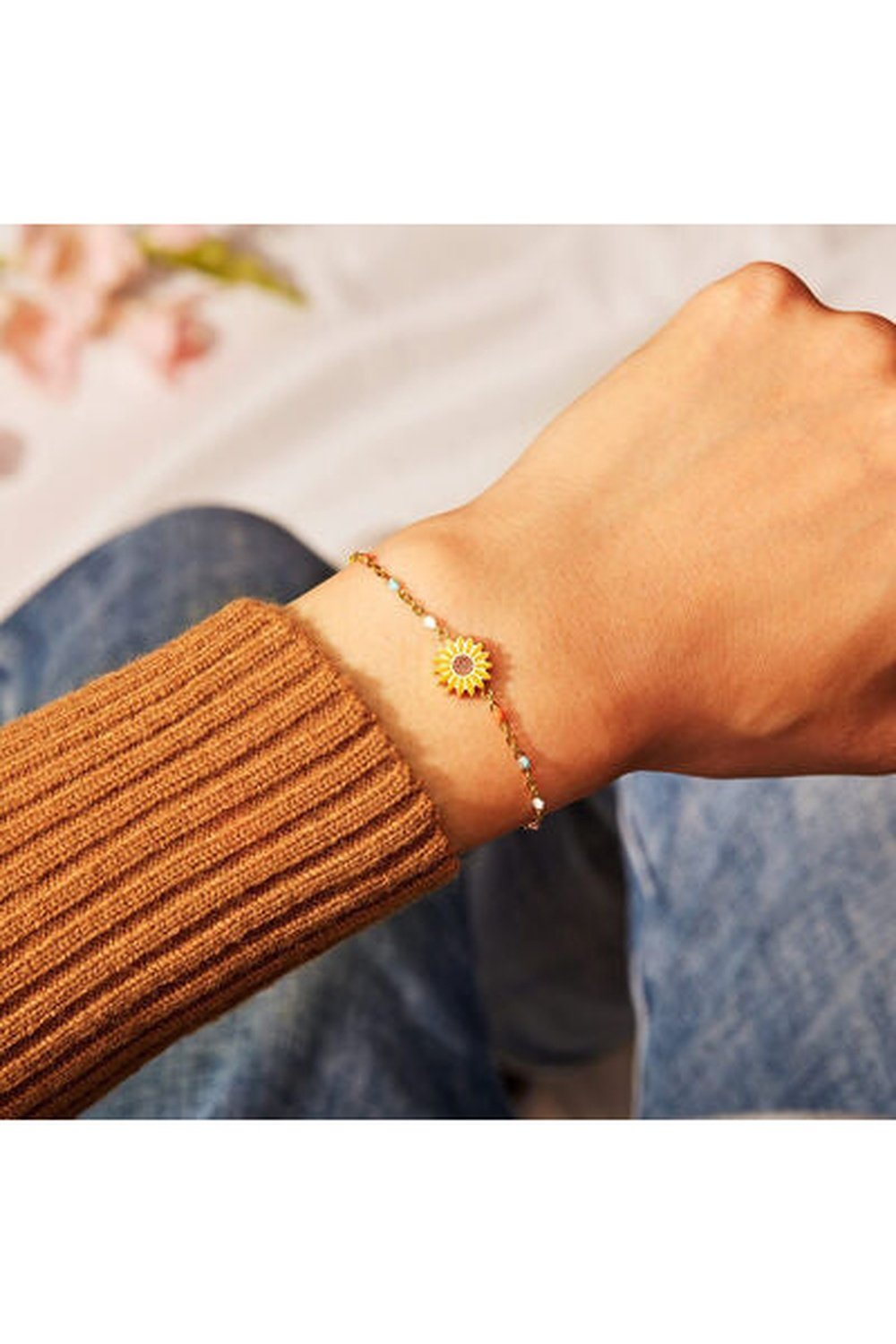 Sunflower Shape 18K Gold-Plated Bead Bracelet - Bracelets - FITGGINS