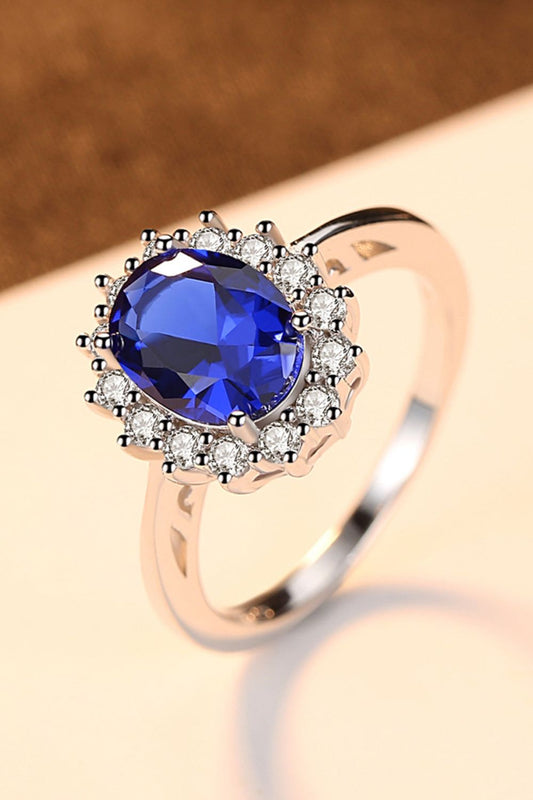 Synthetic Sapphire 925 Sterling Silver Ring - Rings - FITGGINS