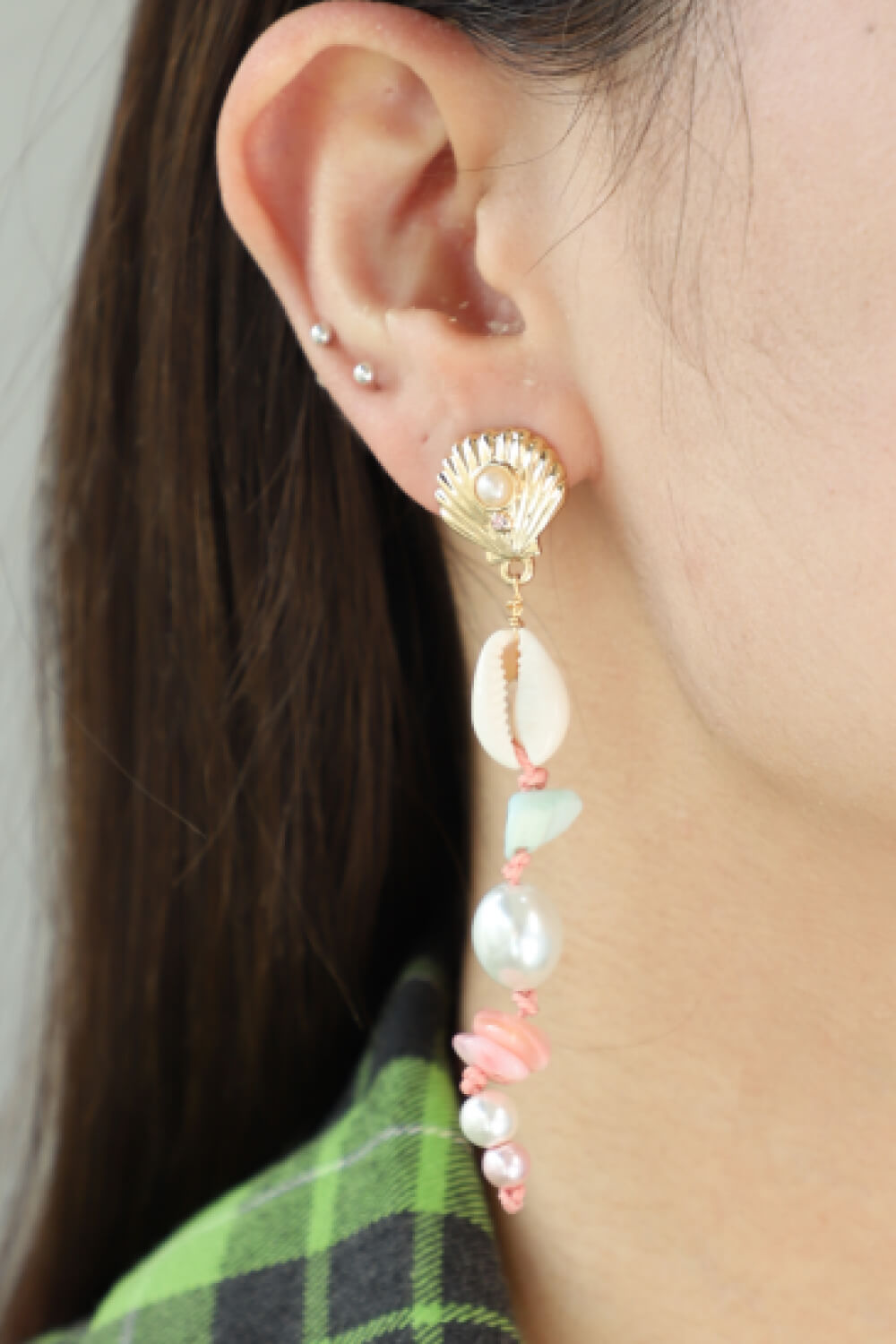 Synthetic Pearl Shell Drop Earrings - Earrings - FITGGINS