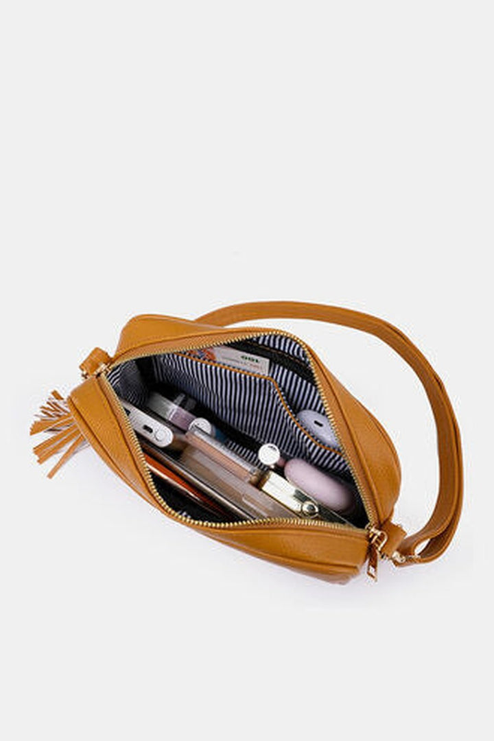 Tassel PU Leather Crossbody Bag - Handbag - FITGGINS