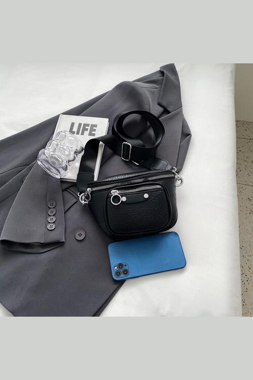 Texture PU Leather Crossbody Bag - Handbag - FITGGINS