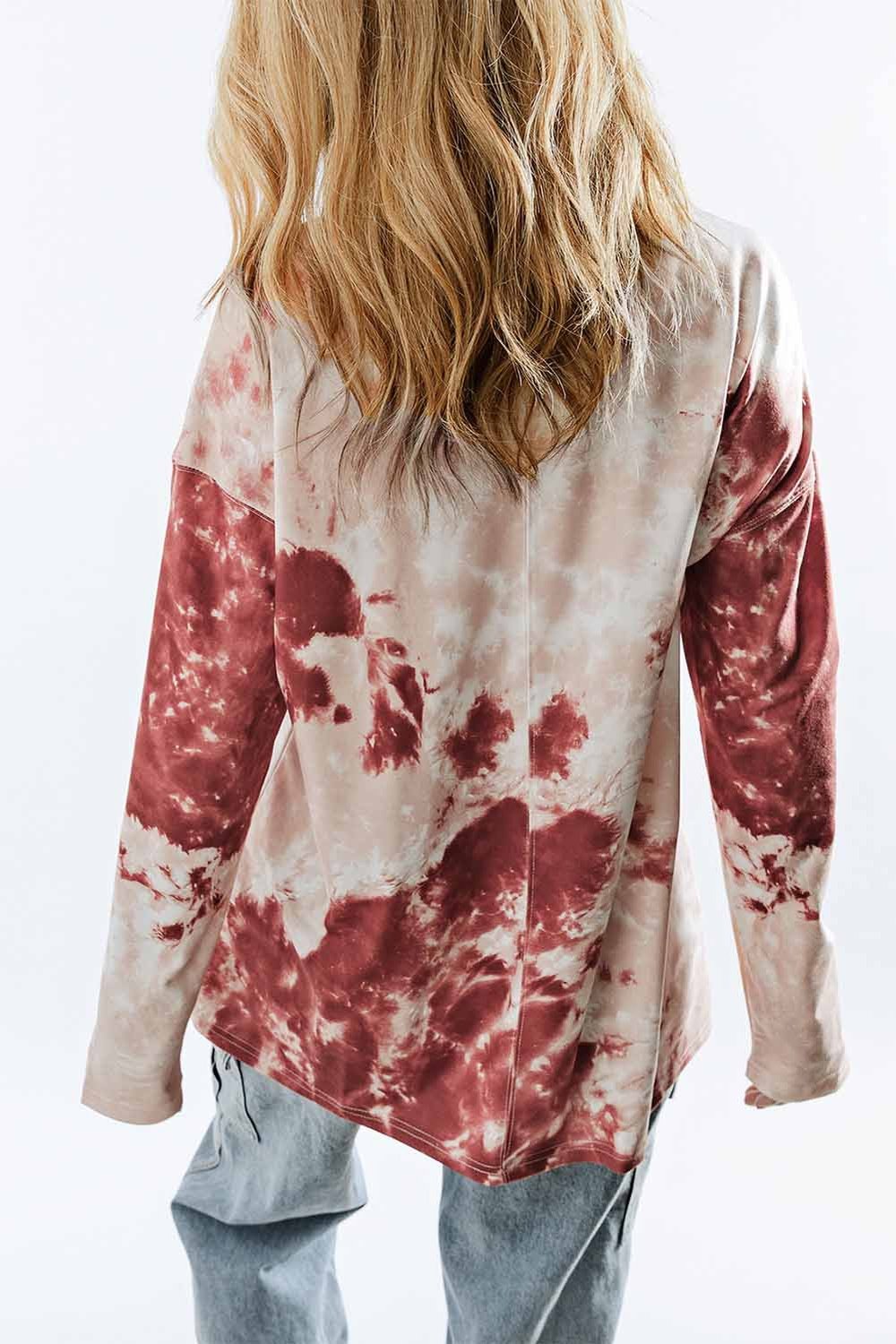 Tie-Dye Dropped Shoulder Top - T-Shirts - FITGGINS