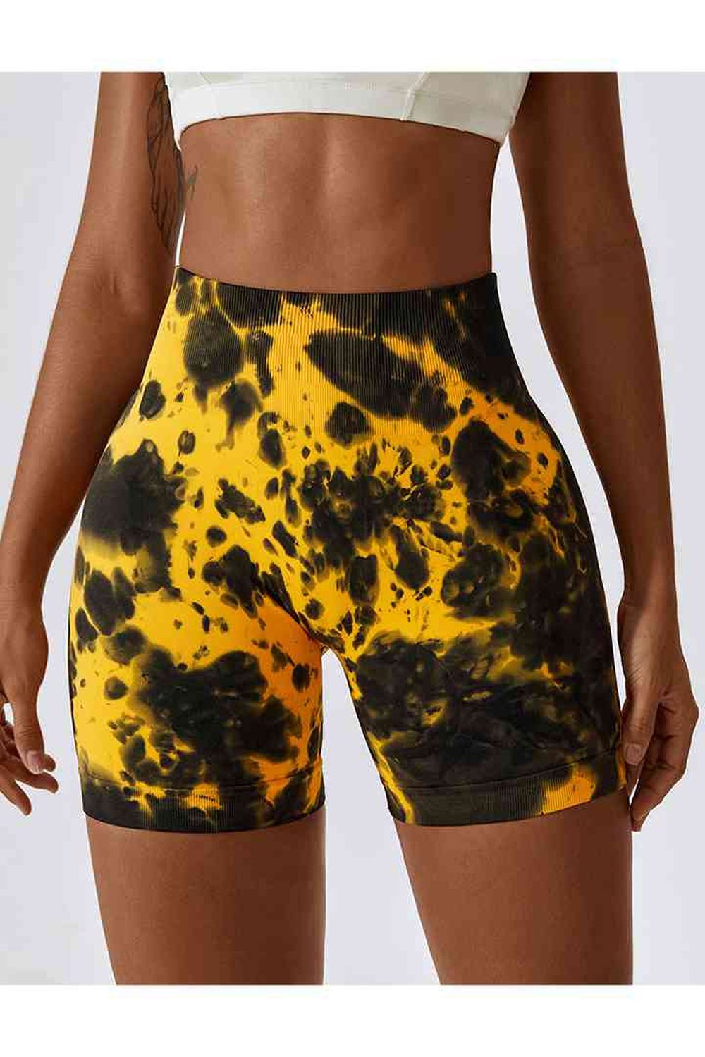 Tie Dye Wide Waistband Sports Shorts - Short Leggings - FITGGINS