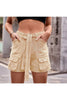 Tie Front Denim Shorts with Pocket