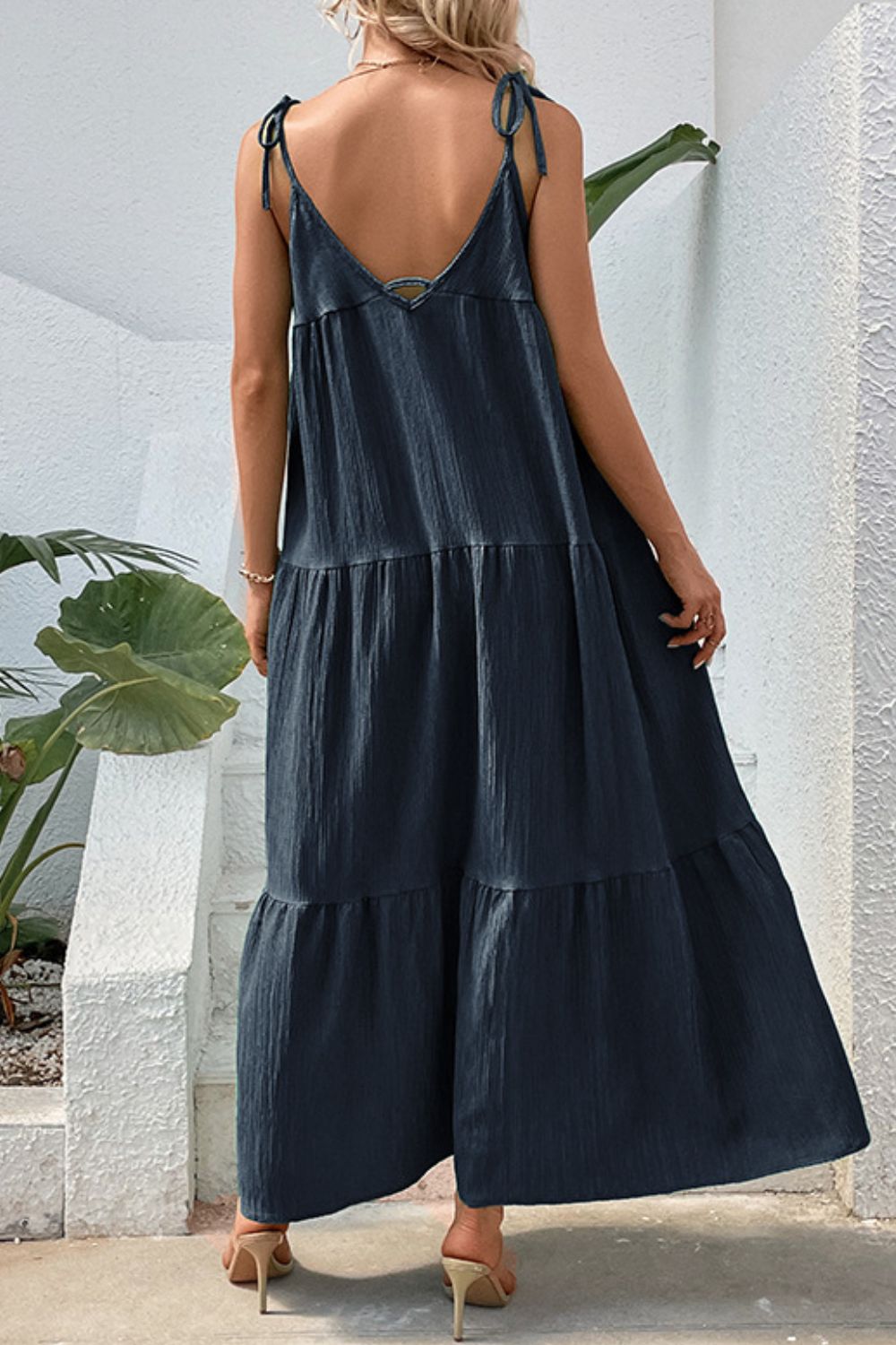 Tie-Shoulder Tiered Maxi Dress - Casual & Maxi Dresses - FITGGINS