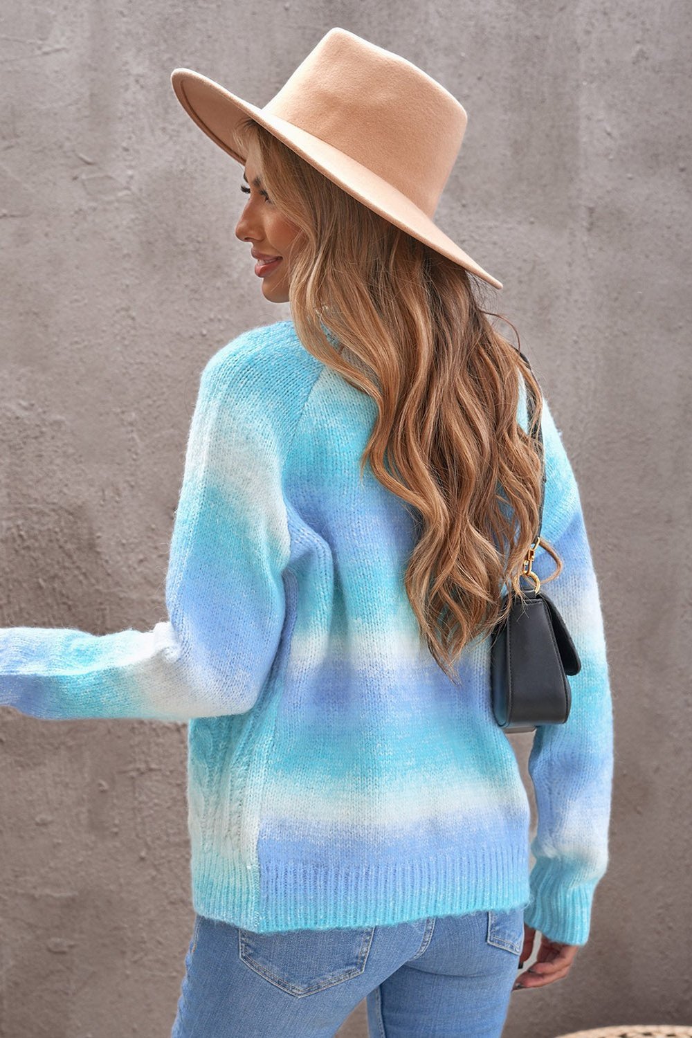 Tie-Dye Cable-Knit Raglan Sleeve Open Front Cardigan - Cardigans - FITGGINS