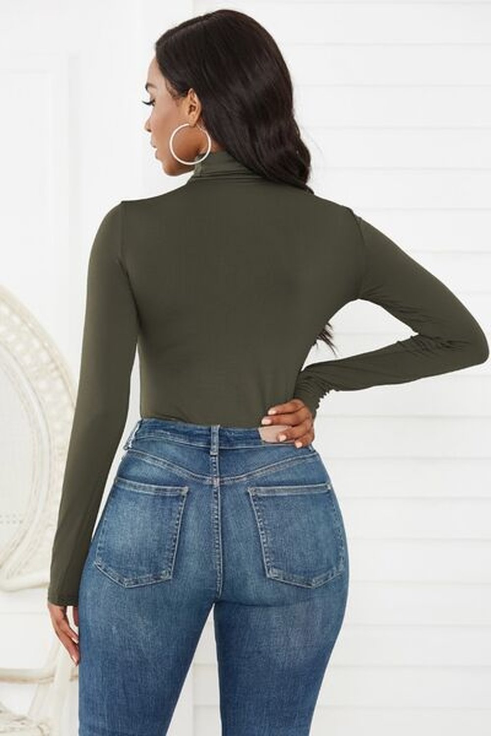 Turtleneck Long Sleeve Bodysuit - Bodysuit - FITGGINS