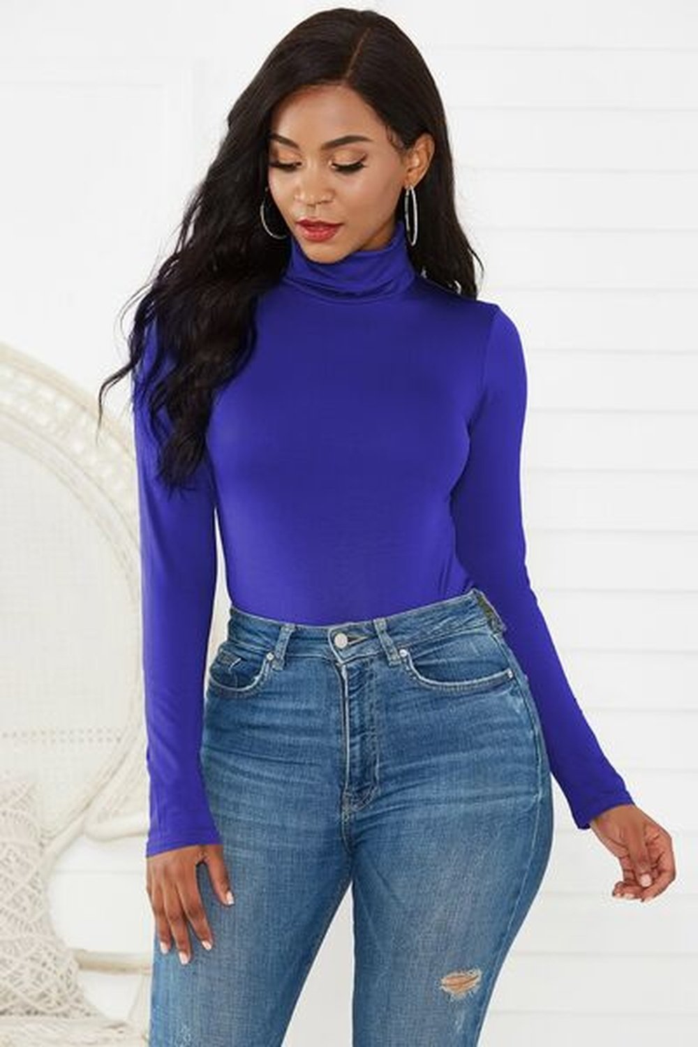 Turtleneck Long Sleeve Bodysuit - Bodysuit - FITGGINS