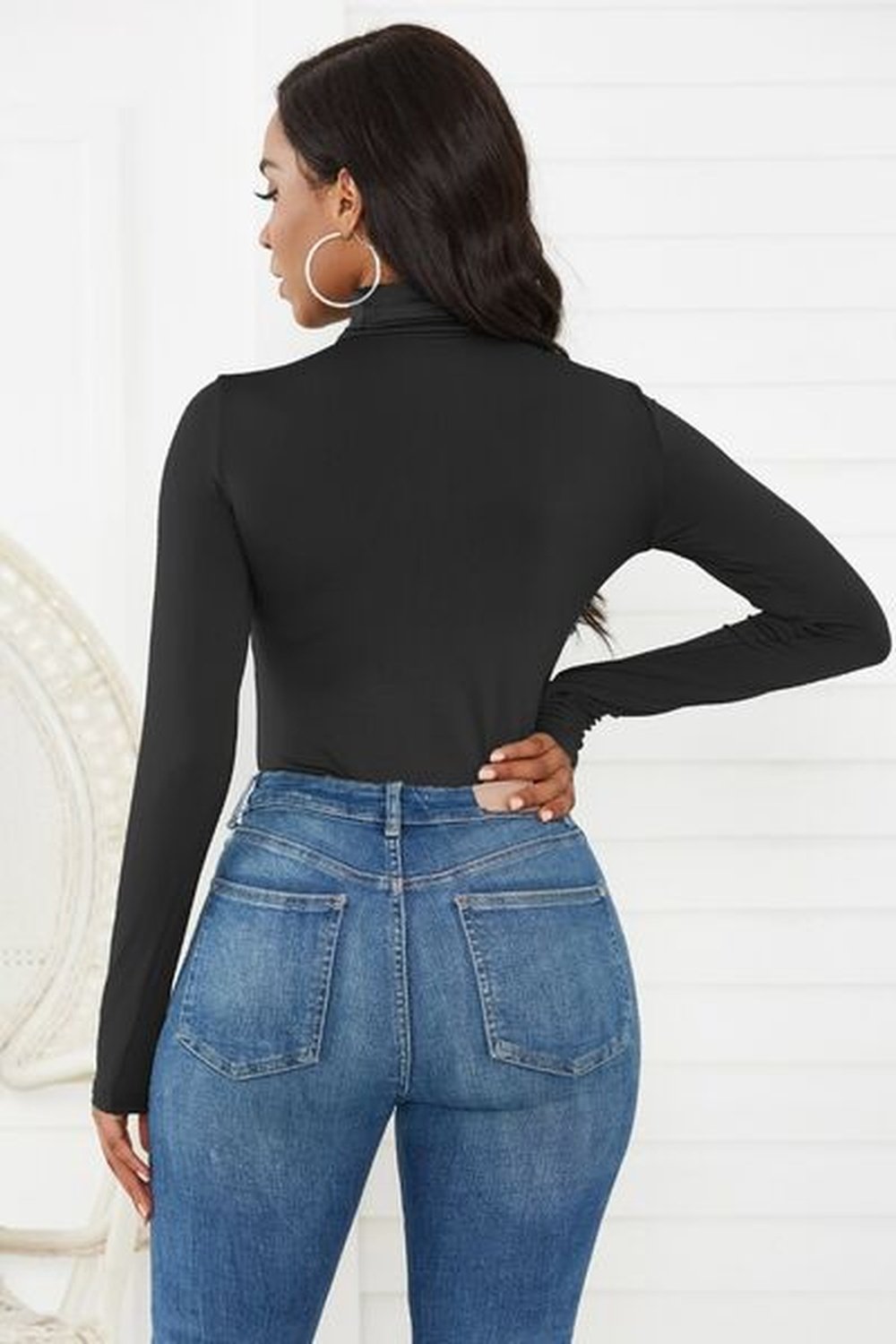 Turtleneck Long Sleeve Bodysuit - Bodysuit - FITGGINS