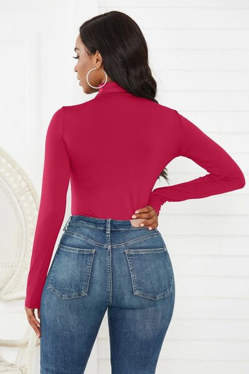 Turtleneck Long Sleeve Bodysuit - Bodysuit - FITGGINS