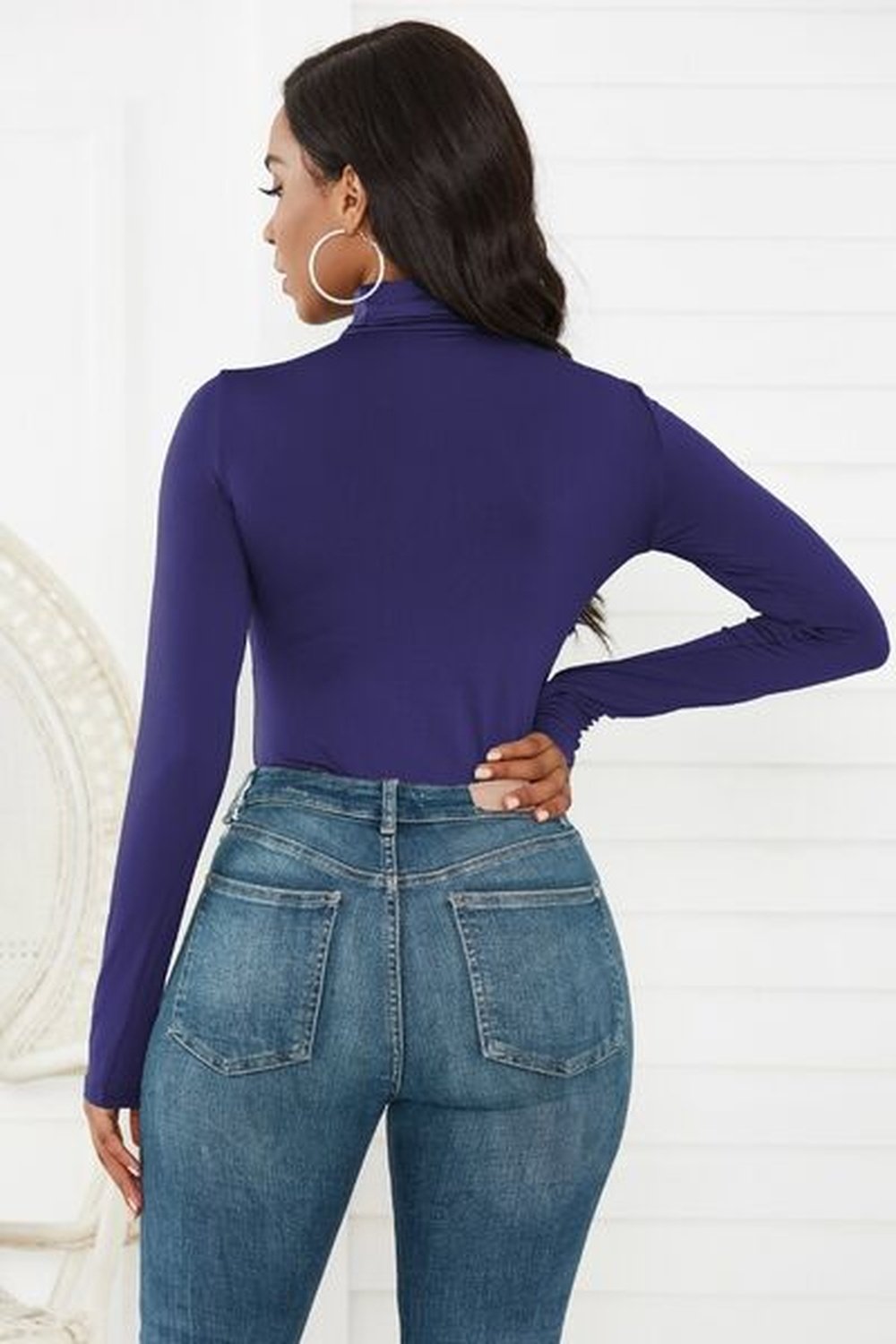 Turtleneck Long Sleeve Bodysuit - Bodysuit - FITGGINS