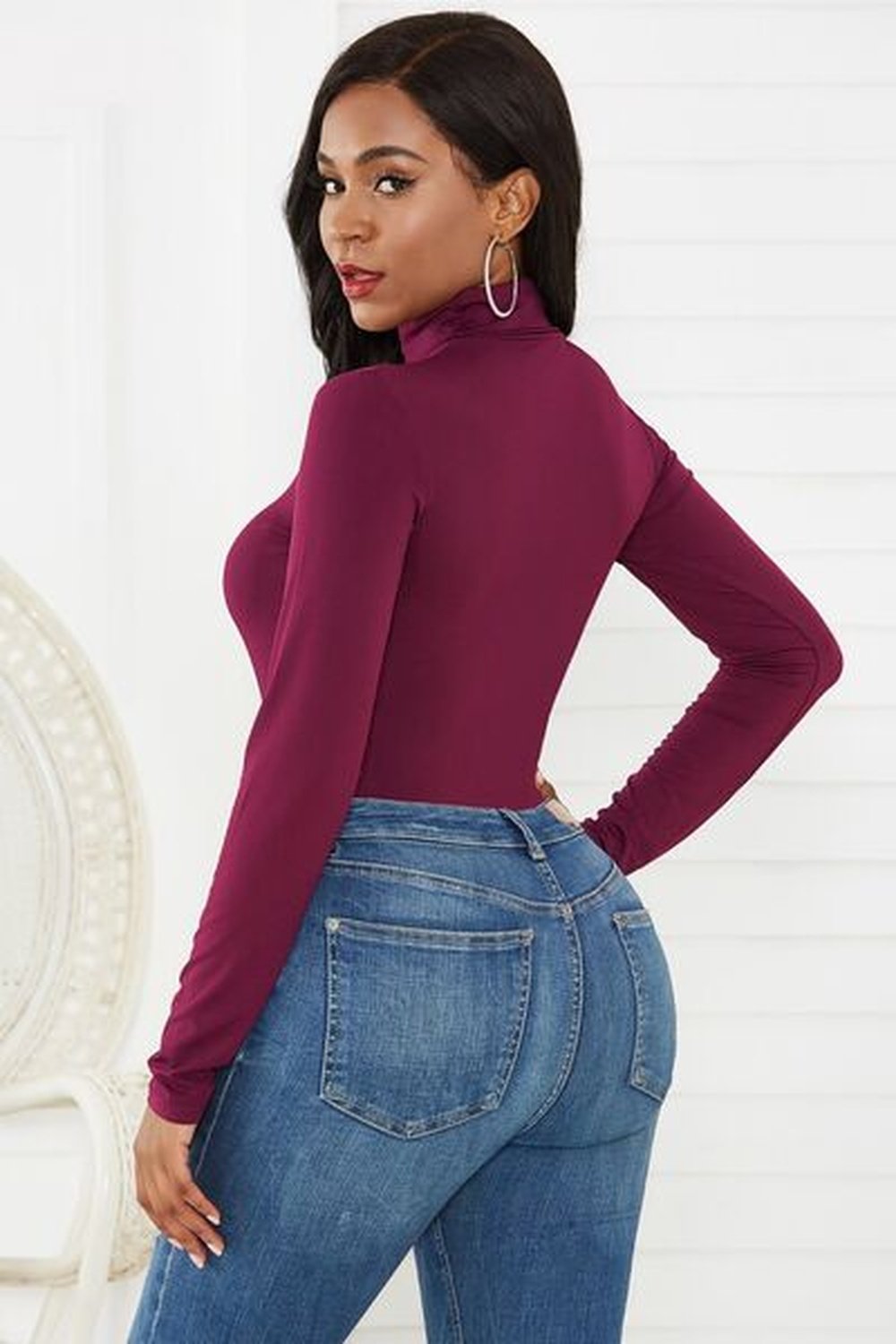 Turtleneck Long Sleeve Bodysuit - Bodysuit - FITGGINS