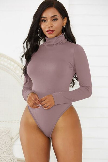 Turtleneck Long Sleeve Bodysuit - Bodysuit - FITGGINS