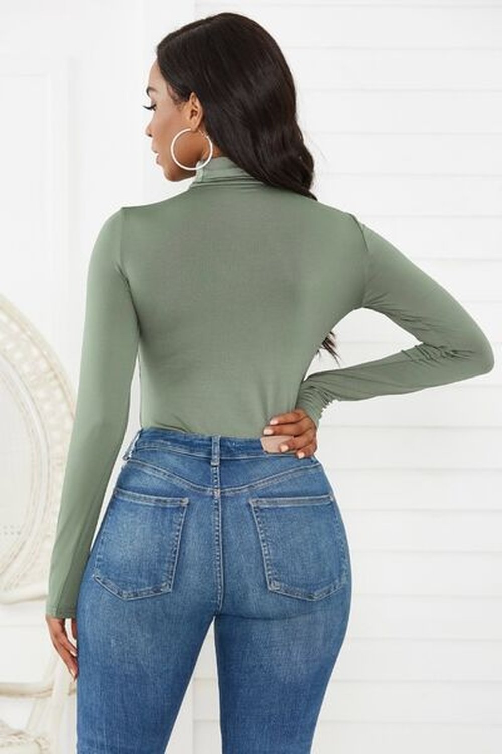 Turtleneck Long Sleeve Bodysuit - Bodysuit - FITGGINS